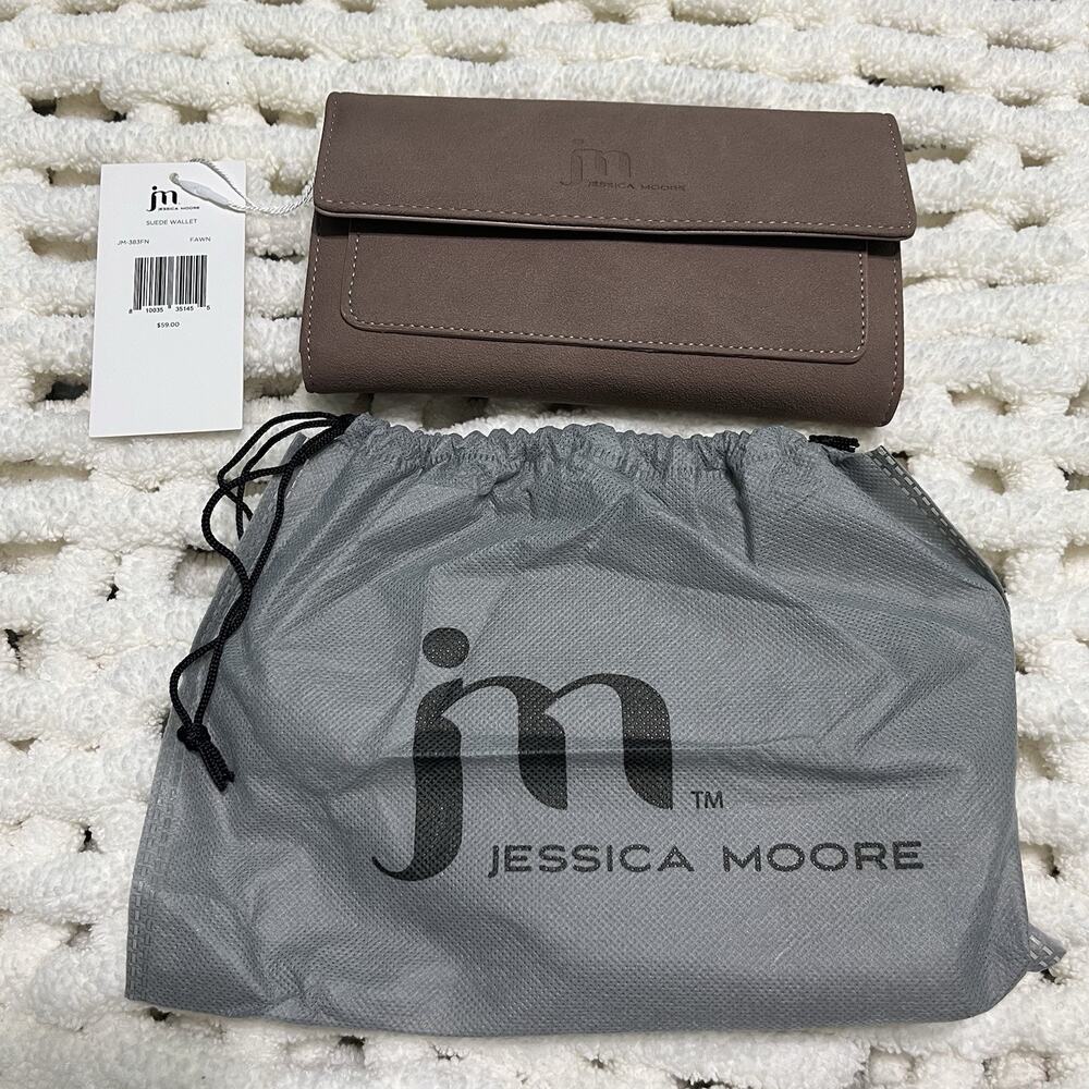 Jessica Moore Wallet/Wristlet, Suede Fawn w/ Dust Cover - NWT